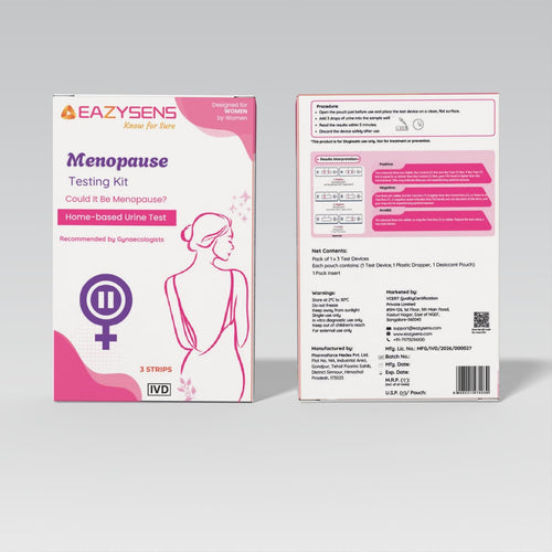 Three menopause test kits in packaging.