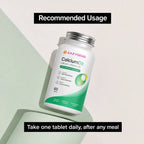 Calcium and Vitamin D3 supplement bottle.