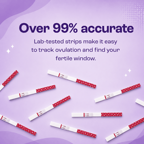 Five ovulation test strips in packaging