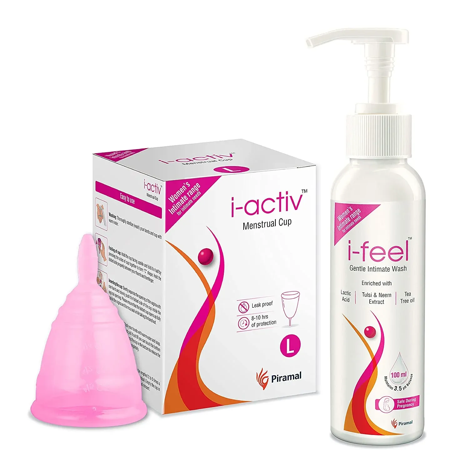 I-activ Menstrual Hygiene Combo | i-activ Menstrual Cup & i-feel Gentle Intimate Wash – 100ml