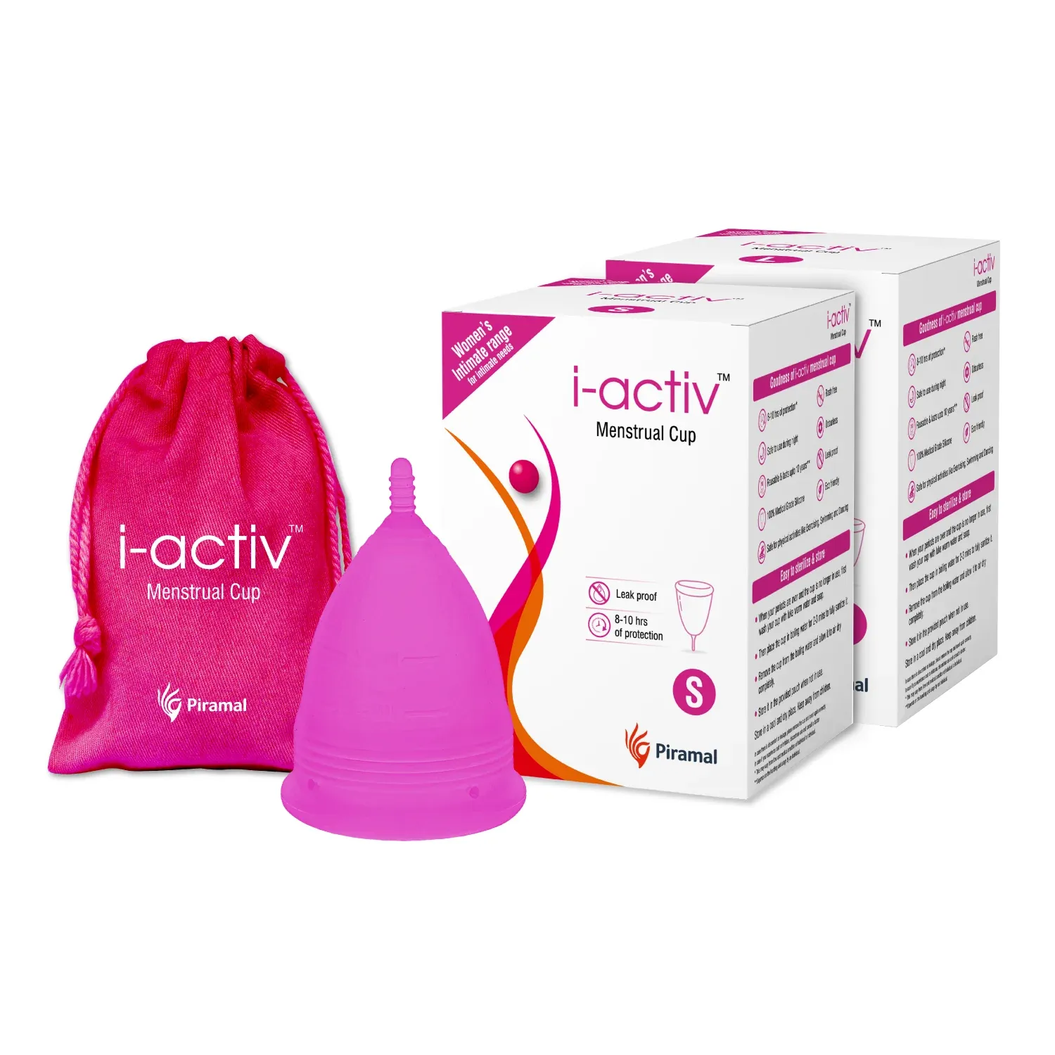 i-Activ Menstrual Cup for Women | Rash-Free, Leak-Free & Ultra Soft Cup with Pouch | 100% Medical Grade Silicone | 8–10 Hours Protection