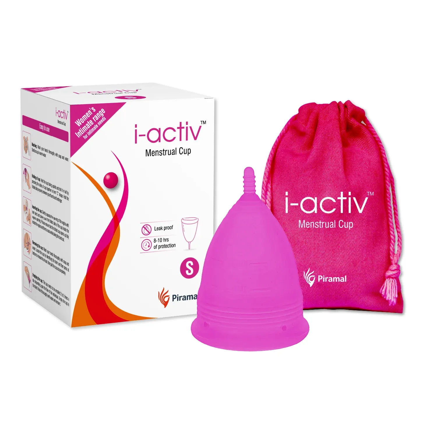 i-Activ Menstrual Cup for Women | Rash-Free, Leak-Free & Ultra Soft Cup with Pouch | 100% Medical Grade Silicone | 8–10 Hours Protection