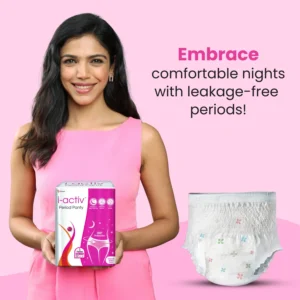 Home i-activ Period Panty for Girls & Women | L-XL | Disposable Period Panties | Leak Proof | Maternity Pads for Heavy Flow Periods | Overnight 360° Protection | Waist Size 31" to 48"